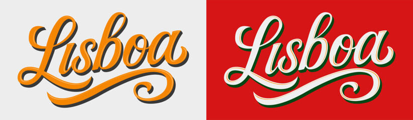 Lisboa Portugal Lisbon Lettering Classic elegant retro style vector typographic design 