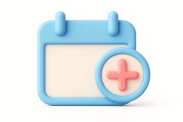 Fototapeta premium 3d rendered blue calendar with added plus sign symbolizing scheduling and planning concepts