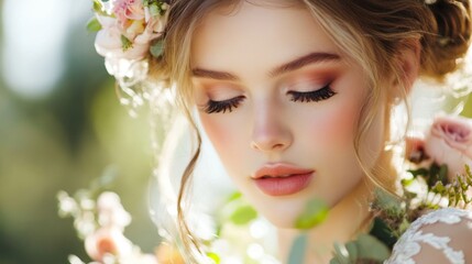 Fototapeta premium Beautiful Woman with Floral Crown