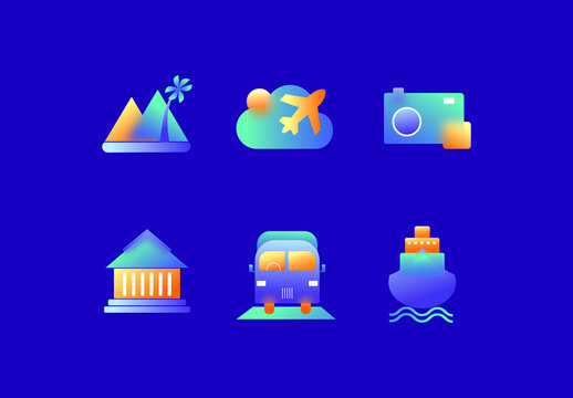 Colorful Travel Icon Set