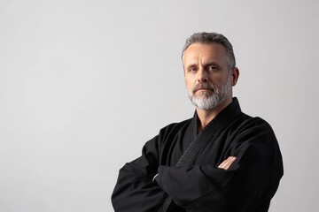 martial arts instructor in uniform isolate on white background