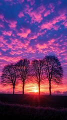 Fototapeta premium Radiant sky above glowing horizon high resolution picture