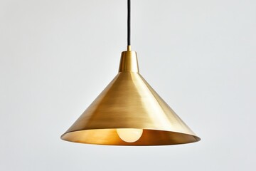 mid-century modern gold-accent pendant light isolate on white background