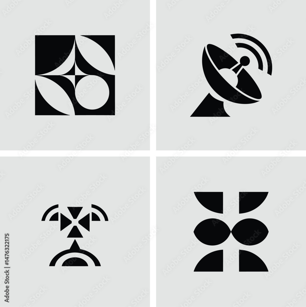 Aufkleber Modern geometric icon set featuring abstract shapes for design and technological applications