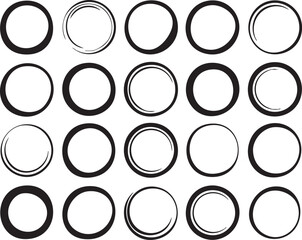 Twenty Circular Frame Silhouettes Set for Logo Design, Badge Creation, Label Templates, Vintage Borders, Decorative Graphics, Packaging, Scrapbooking, Minimalist Art, Branding Projects