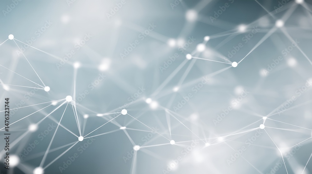 Poster Translucent lattice of interconnected nodes and lines creates a visual representation of futuristic network connectivity, symbolizing advanced technology