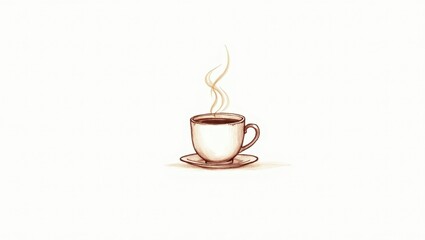 Obraz premium Warm Cup of Coffee Illustration Steaming Mug on Saucer Coffee Break Art