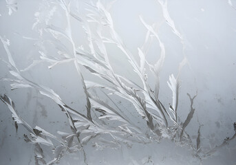 Icy Window with Spread Veins and Crystal Cracks