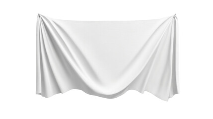 Naklejka premium Hanging draped fabric backdrop with flowing elegant folds and transparent background for product showcase