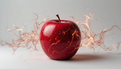 Red Apple with Dynamic Energy,Flames