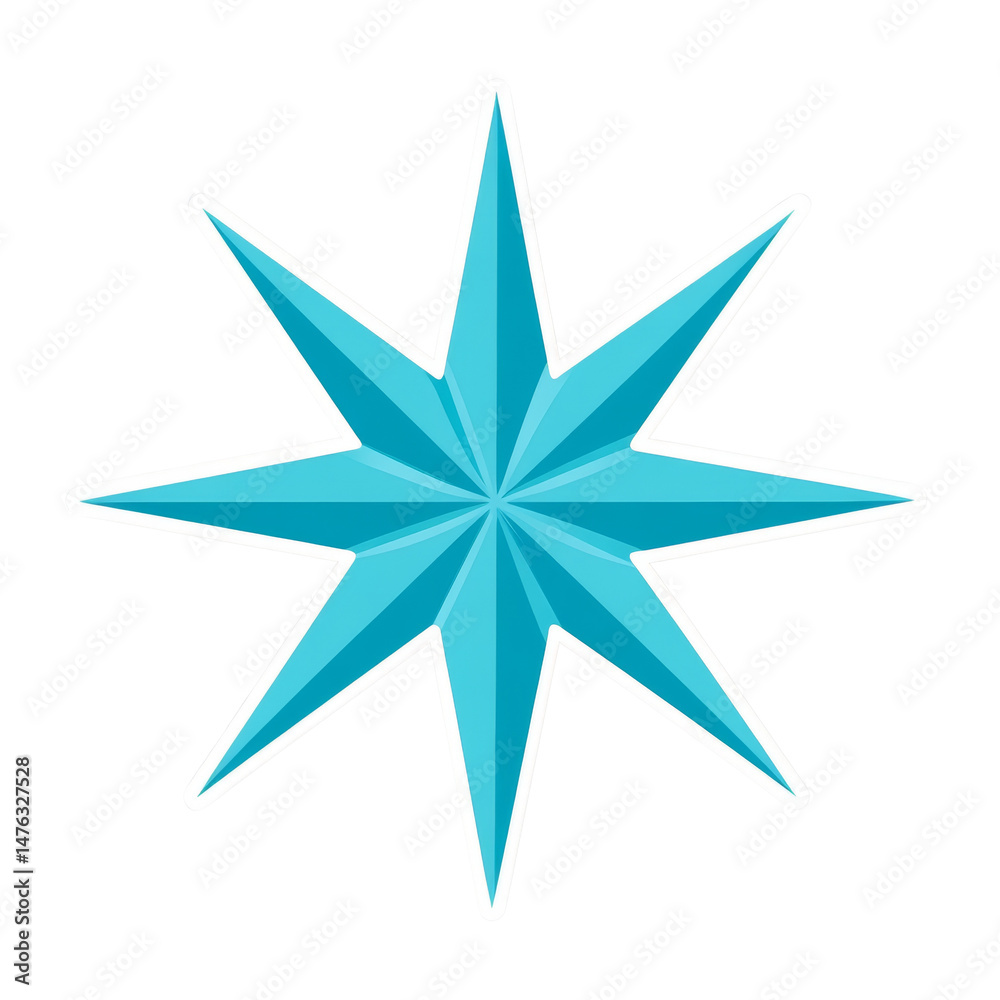 Poster Radiant azure star with crisp outline, evoking celestial navigation and guidance