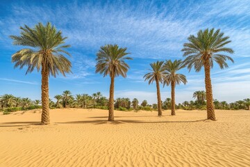 Desert Oasis with Palm Trees
