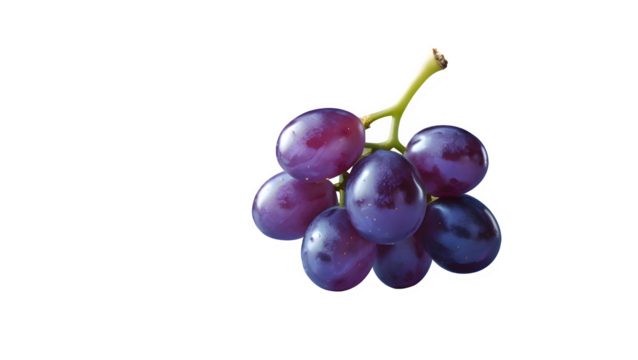 Isolated Glossy Purple Grape with Condensation on Transparent Background