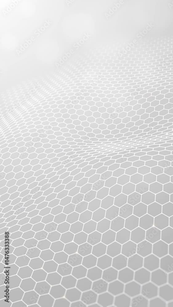 Poster minimalist white tech background featuring a 3d hexagonal grid pattern with a soft gradient, perfect
