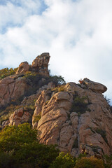 Rocky mountain and unique rocks and stones