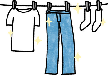 세탁기와 건조대를 활용해 빨래하는 사람의 일상을 담은 일러스트 – 세탁, 생활, 집안일, 의류 관리 등 가정생활을 표현한 이미지