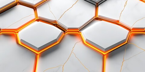 Glowing hexagonal pattern on marble