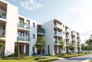 Obraz premium Sleek modular apartment building, sustainable design, flexible floorplans, geometry, building