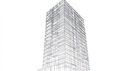 Fototapeta premium Architectural Drawing of a Modern Skyscraper