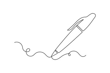 Pen icon continuous one line drawing Minimalist outline vector design
