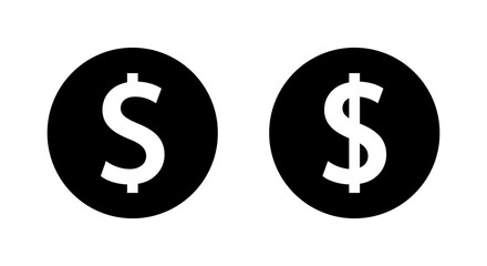 Dollar, USD money icon on black circle. Currency, cash sign symbol