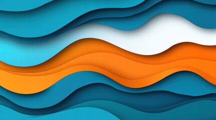 Obraz premium Abstract wavy layers of blue and orange colors