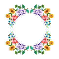 Floral background with beautiful isolated flowers and leaves design