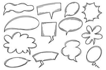 Fototapeta premium Hand drawn comic speech bubbles sketch design