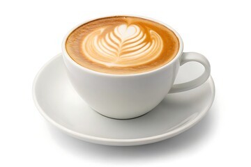 Flat lay of coffee latte with clipping path &ndash; top view