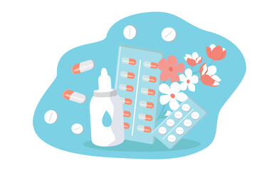 vector illustration in flat style on the theme of allergy