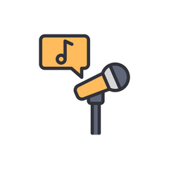 Microphone With Music Note In Speech Bubble On Transparent Layer