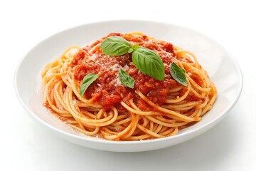 Pasta spaghetti with marinara sauce &ndash; top-down food image