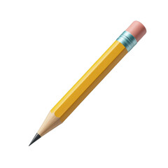 3D Yellow Pencil PNG Icon with Eraser Transparent Background Image