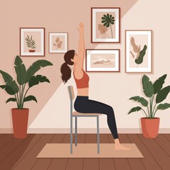 a woman doing yoga in a room with plants