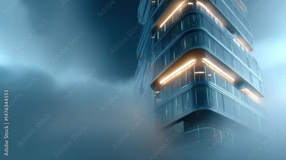 Aufkleber A tall building with a cloudy sky in the background