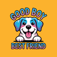 Adorable Cartoon Puppy with Blue Ears Best Friend Good Boy Design