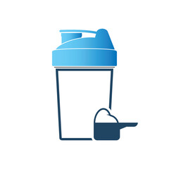 Protein shaker. Sport shaker bottle icon,	