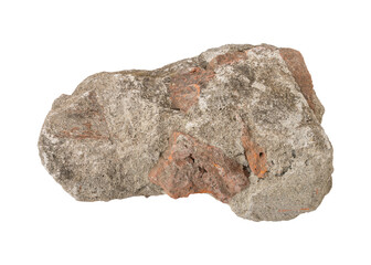 Piece of broken concrete rubble debris isolated on transparent background