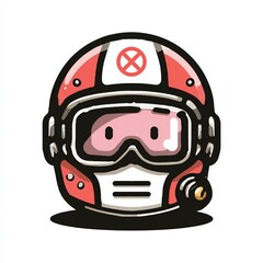 Fototapeta premium warning symbol Forbidden prohibit icons A colorful cartoon illustration of a pilot helmet with a vintage design, perfect for creative projects and graphic designs.