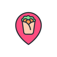 Delicious Doner Kebab Location Pin Icon With Transparent Background