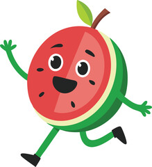 Fototapeta premium A flat vector silhouette of the retro fruit character a water melon dancing