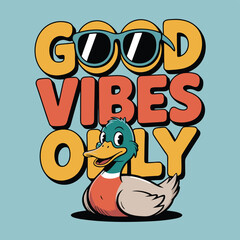 Cool Duck Sunglasses Quack Comic Word Art Design Element