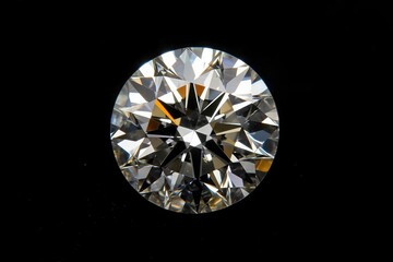 Round Cut Diamond Shining Brightly Close Up on Black Background Studio Shot Luxury Gemstone Investment