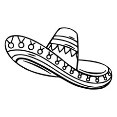 Mexican sombrero outline vector