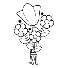 elegant floral bouquet line art