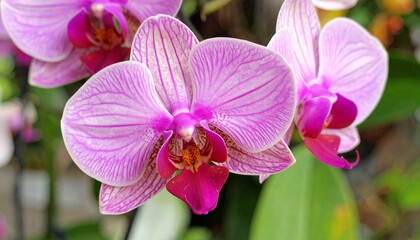 purple orchid on a green background