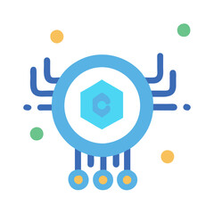  Digital Token Icon for Cryptocurrency