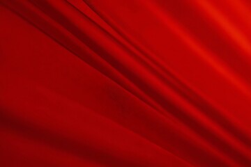 Red silk satin. Curtain. Luxury background for design. Shiny fabric. Wavy folds. Christmas, Valentine, Valentine's day, anniversary, awarding, festive. Web banner. Wide. Panoramic. Website header.