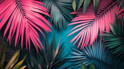 Tropical, bright, colorful background with an exotic painted