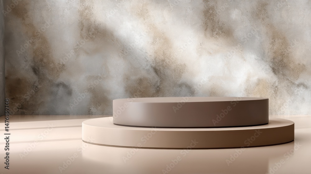 Poster A small podium with a round base and a square top